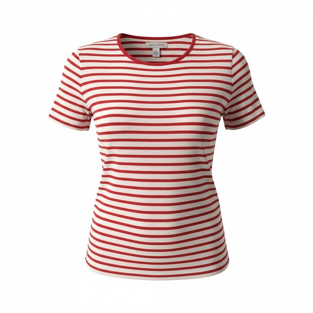 Banana Republic White and Red Striped Scoop Neck Sweater
